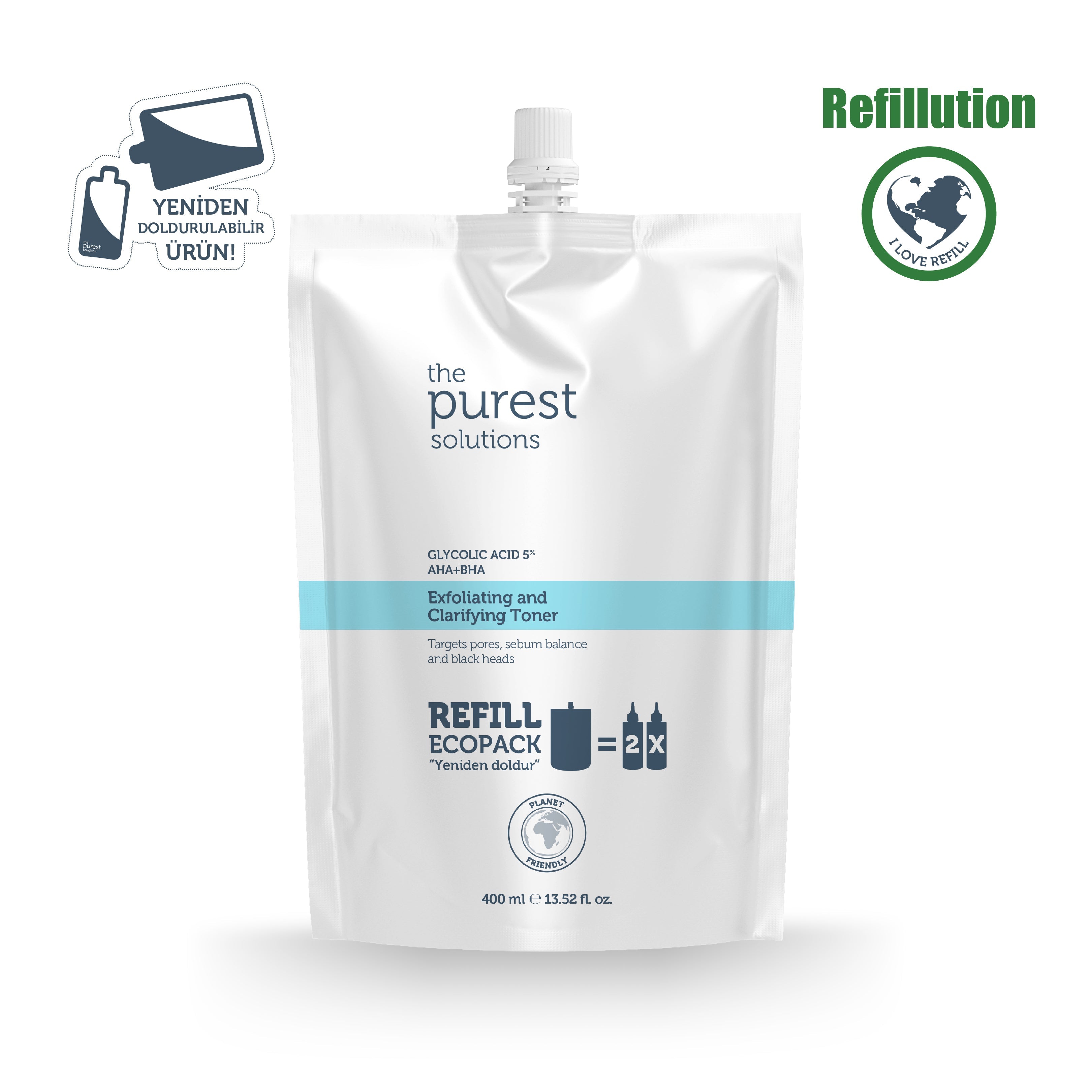 Exfoliating and Clarifying Toner Ecological Refill Pack 400 ML